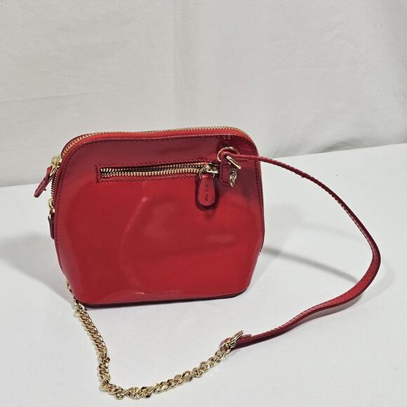Pratesi Firenze Genuine Leather Red Crossbody Bag Gold Hardwear Italy - Picture 2 of 11